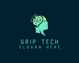 Cyber Tech Ai Brain logo design