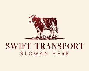 Agricultural Cow Farm Logo