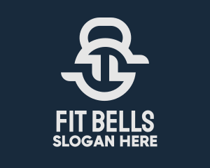 Gray Fitness Gym Kettlebell logo design