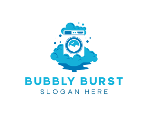 Washing Machine Bubbles Cleaner logo design