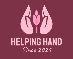 Pink Hand Tulip  logo design