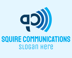 Blue Wifi Megaphone  logo design