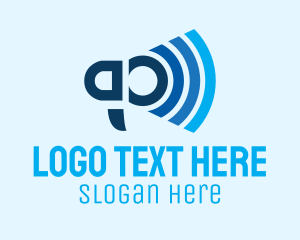 Promotion - Blue Wifi Megaphone logo design