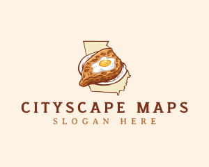 Georgia Map Khachapuri Food logo design