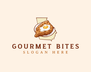 Georgia Map Khachapuri Food logo design