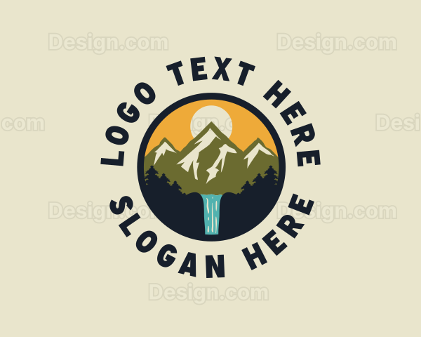 Mountain Waterfall Adventure Logo