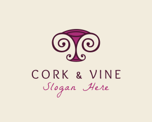 Retro Wine Glass logo design