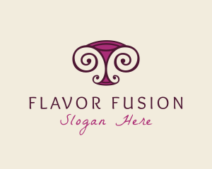 Retro Wine Glass logo design