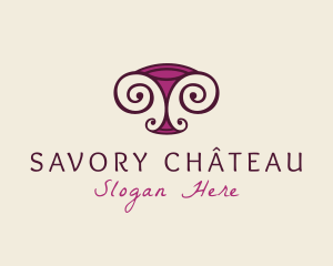 Retro Wine Glass logo design