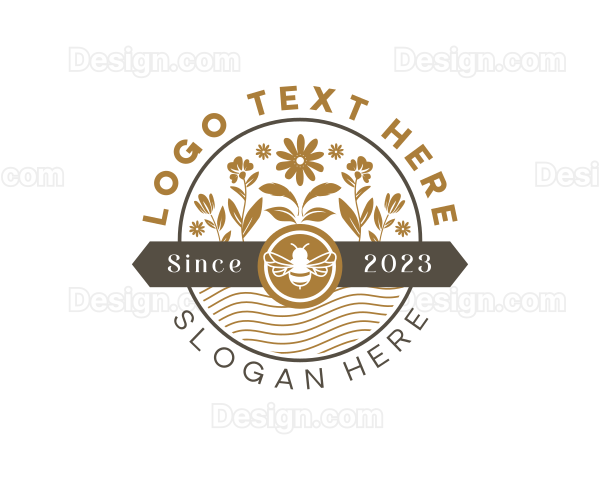Organic Flower Bee Logo