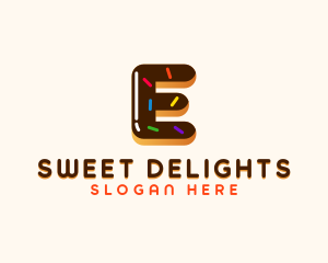 Sweet Donut Dessert Letter E logo