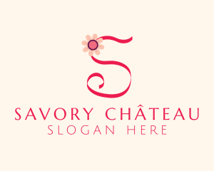 Pink Flower Letter S logo design