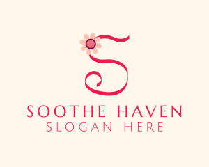 Pink Flower Letter S logo design