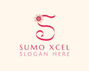 Pink Flower Letter S logo design