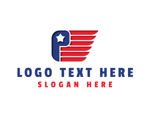 American Wings Flag Letter P logo