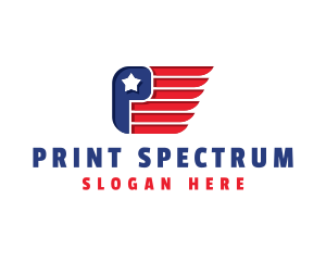 American Wings Flag Letter P logo design