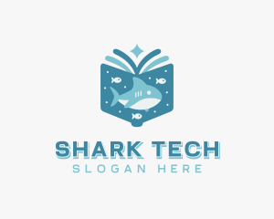 Fish Shark Marine Book logo design