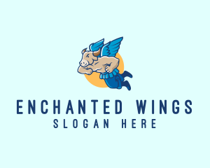 Archangel Winged Bull logo design