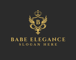 Ornate Wing Crown logo design