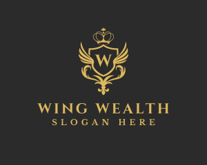 Ornate Wing Crown logo design