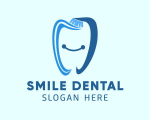 Smiling Toothbrush Tooth logo design