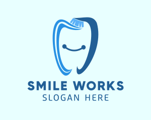 Smiling Toothbrush Tooth logo design