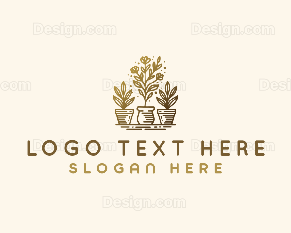 Floral Pot Planting Logo