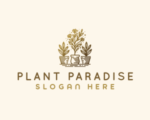 Floral Pot Planting logo design