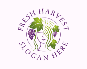 Grape Vineyard Lady logo design