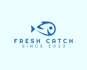 Happy Blue Fish  logo design