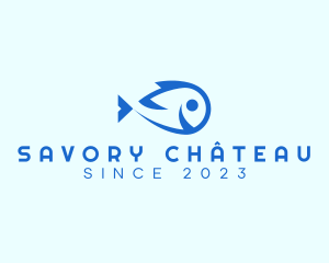 Happy Blue Fish  logo design