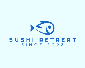 Happy Blue Fish  logo design