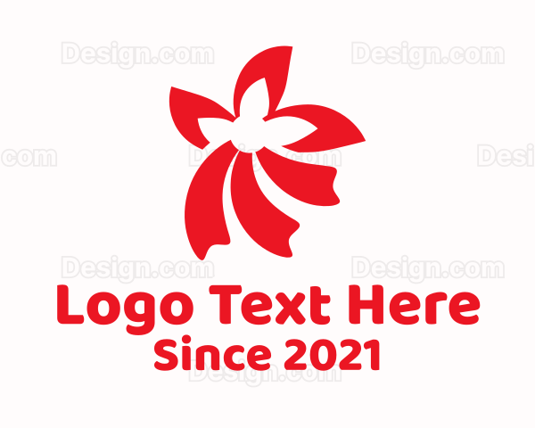 Red Flower Ribbon Logo