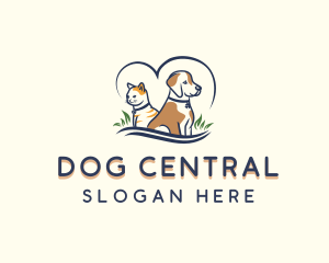 Dog Cat Heart logo design