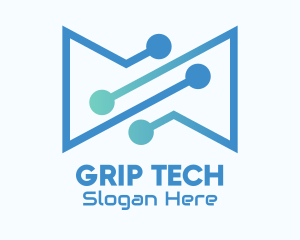 Blue Gradient Tech Circuit logo design