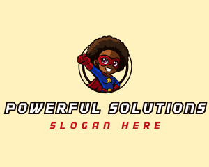 Afro Superhero Lady logo design