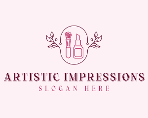 Makeup Brush Lipstick logo design