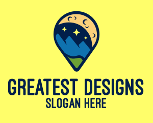 Location Pin Night Nature Landscape logo design