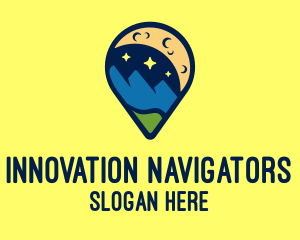 Location Pin Night Nature Landscape logo design