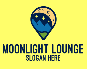 Location Pin Night Nature Landscape logo design