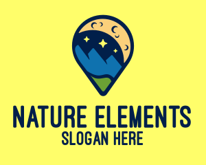 Location Pin Night Nature Landscape logo design