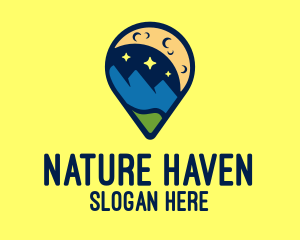 Location Pin Night Nature Landscape logo design