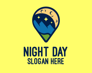 Location Pin Night Nature Landscape logo design