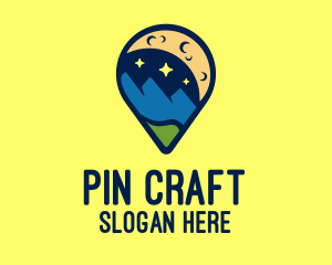 Location Pin Night Nature Landscape logo design