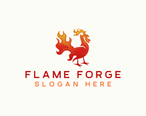 Flaming Chicken Barbecue logo design