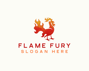 Flaming Chicken Barbecue logo design