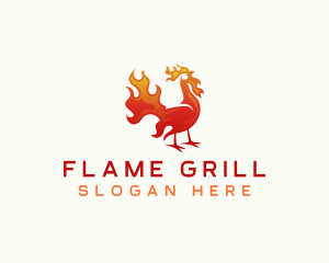 Flaming Chicken Barbecue logo design