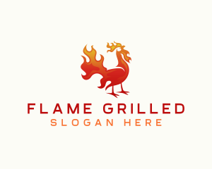 Flaming Chicken Barbecue logo design