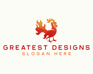 Flaming Chicken Barbecue logo design