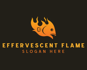 Fish Flame Barbecue logo design